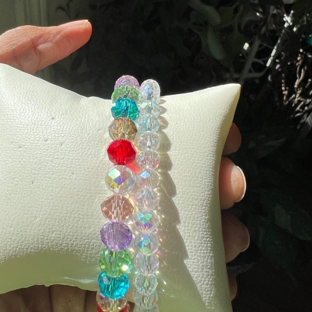Gorgeous stretchable swarovski beads bracelet - lot of 2 - Picture 9 of 10